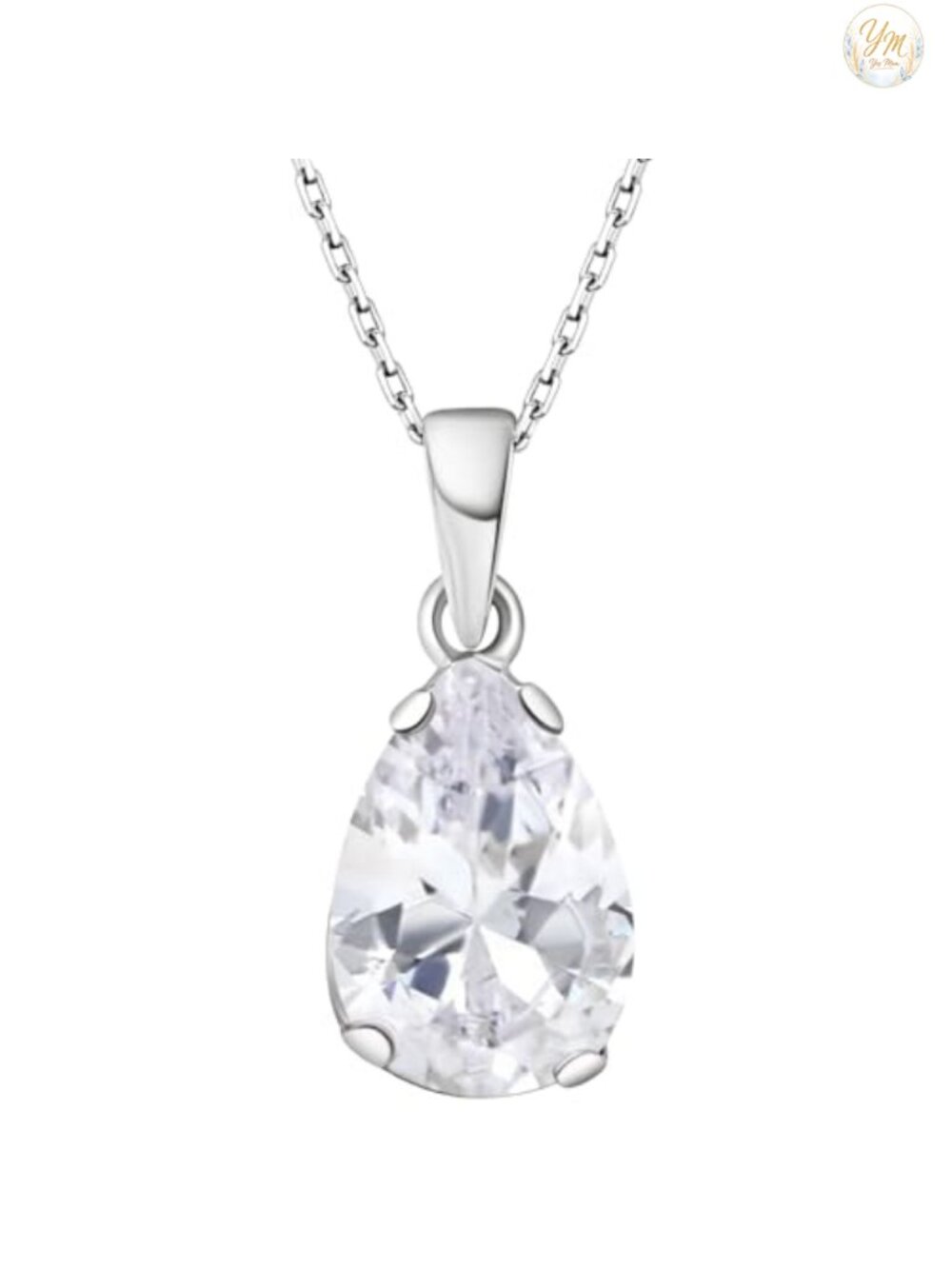 925 Sterling Silver Cubic Zirconia April Birthstone Pendant Necklace, 18 inch